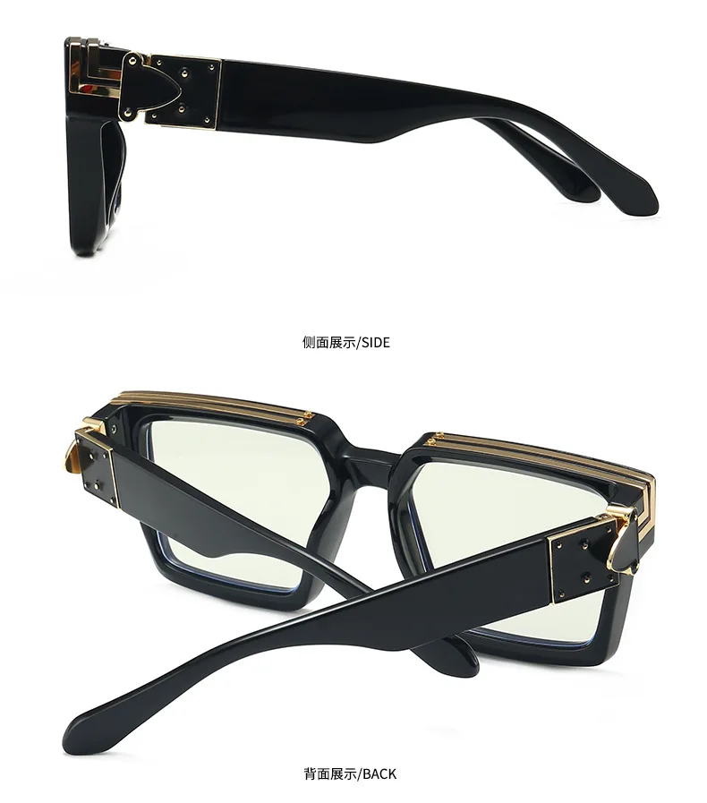 Горячие модные роскошные украшения квадратные большие мужские солнцезащитные очки в оправе ins GOLD Популярные брендовые дизайнерские солнцезащитные очки Oculos De Sol