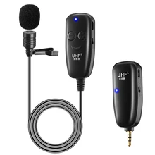 Freqüência ultraelevada sem fio microfone de lapela com lapela de lapela mic transmissor & receptor para computador alto-falante telefone dslr câmera