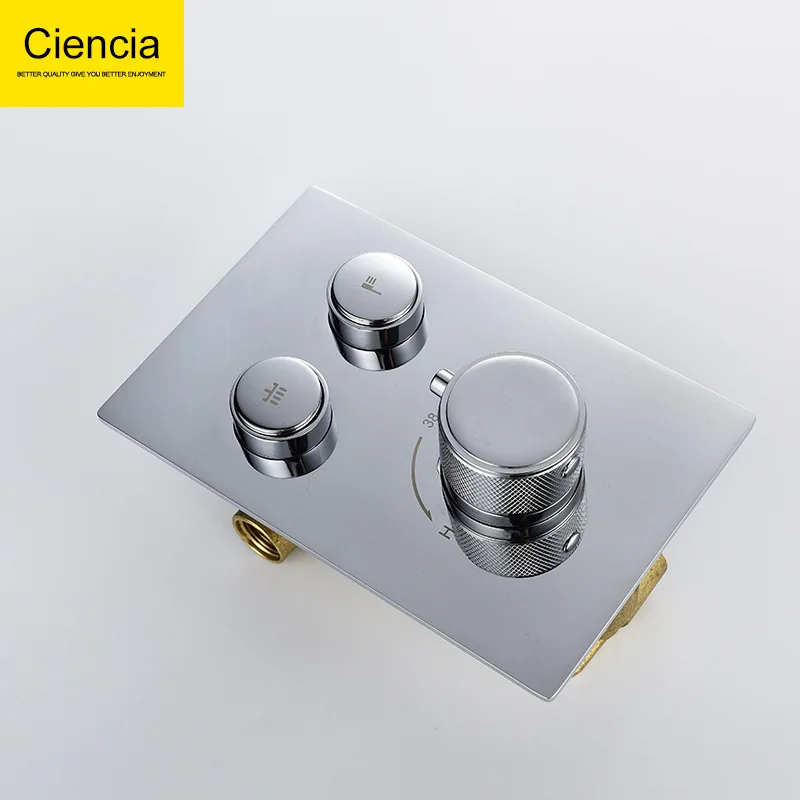 

Copper Chrome Plated Concealed Shower Mixing Valve Two into Two Wall-in Cold Thermostatic Valve Embedded Thermostat Valve