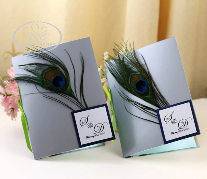 HI9002-02 Custom Wedding Program Book with Personalized Printing & Peacock Feather Embellishment Factory Outlet Price