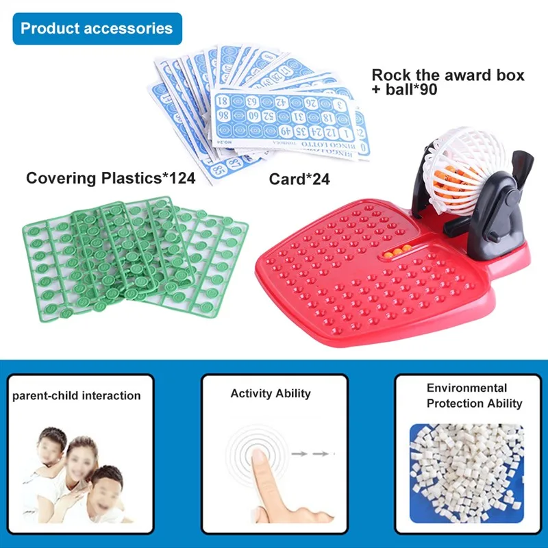  Kids Children Toys Bingo Lotto Family Game Play Sets 90 Balls Bingo Lotto Sets Family Entertainment