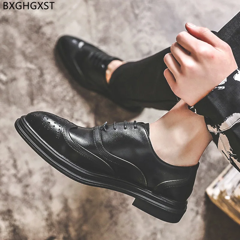 

Oxford Leather Shoes Men Classic Italian Black Brogue Men Formal Shoes 2023 Brown Party Shoes for Men Chaussure De Homme Zapatos