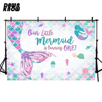 

DAWNKNOW Cartoon Mermaid Photography Background Backdrop Celebrate Birthday Party Photocall Shoot Baby Customize lv2064