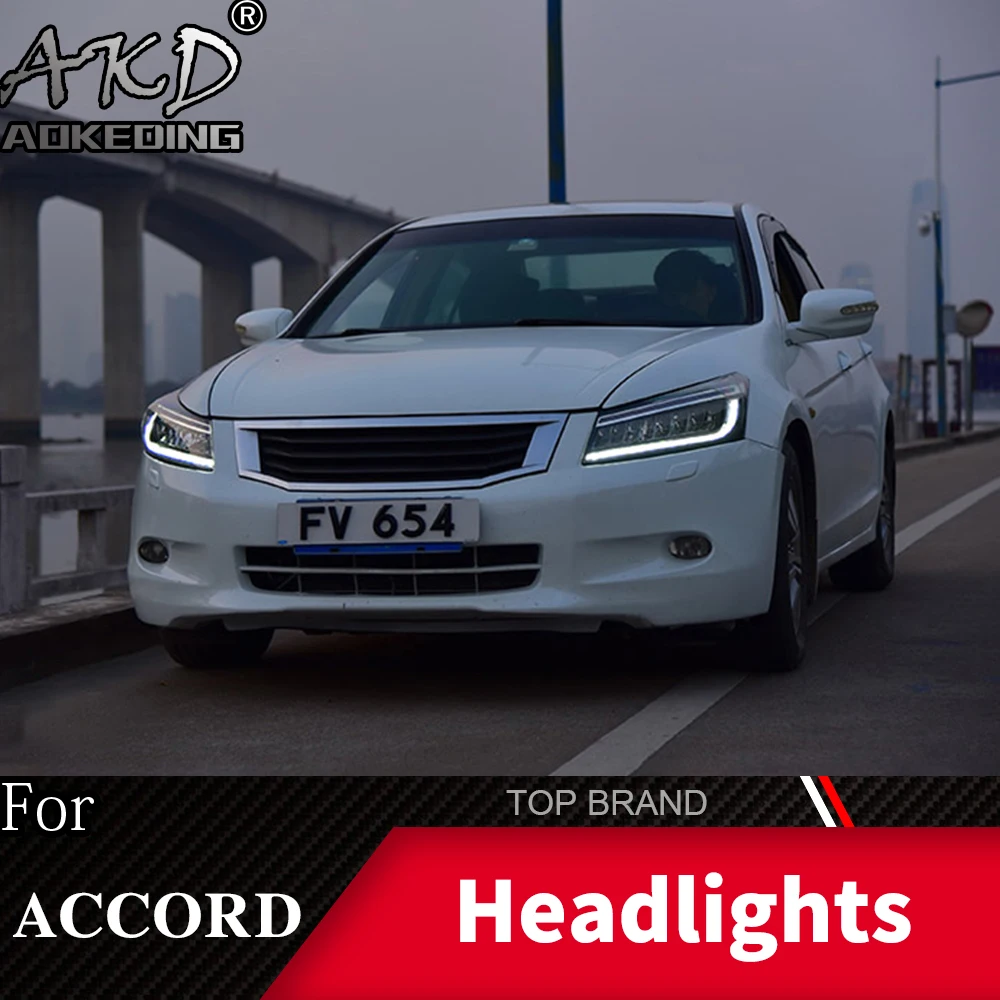 Автомобильный Стайлинг корпус передней фары для Honda Accord G8 2008-2013 фары Полный СВЕТОДИОДНЫЙ DRL Объектив Двойной Луч