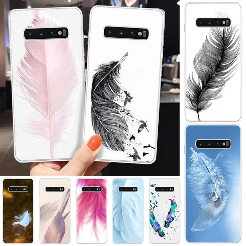 Ivits Развевающийся черный мягкий чехол для телефона из ТПУ с перьями Samsung S6 S7 S7edge S8