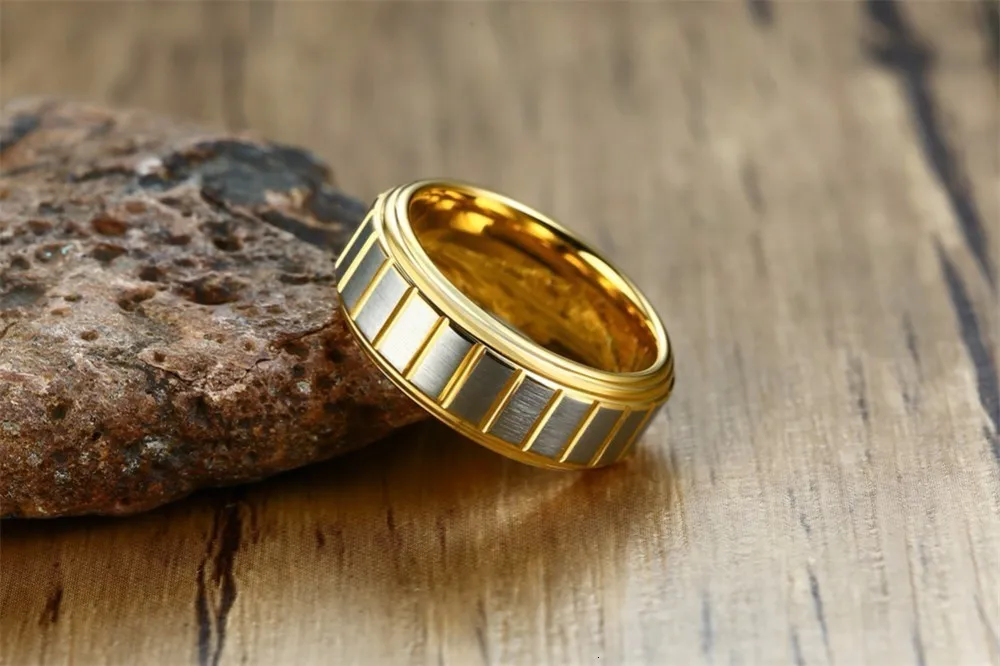8 мм мужское матовое кольцо из карбида вольфрама горизонтальные канавки два тона обручальное юбилей