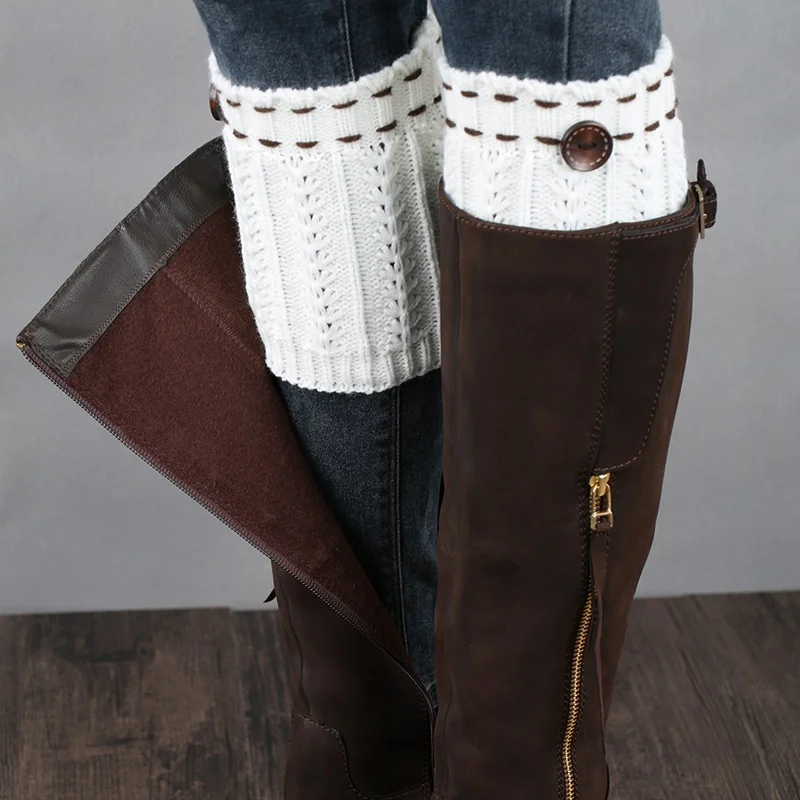 Winter Women Warm Solid Leg Warmers Knitting Socks Women Knitted Socks Leg Warmers Boot Cover Chausettes