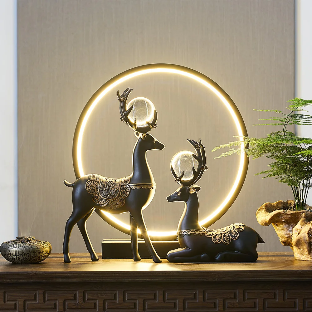 Details about   Lucky Deer Birds Resin Ornaments Fengshui Home Office Livingroom Table Crafts 