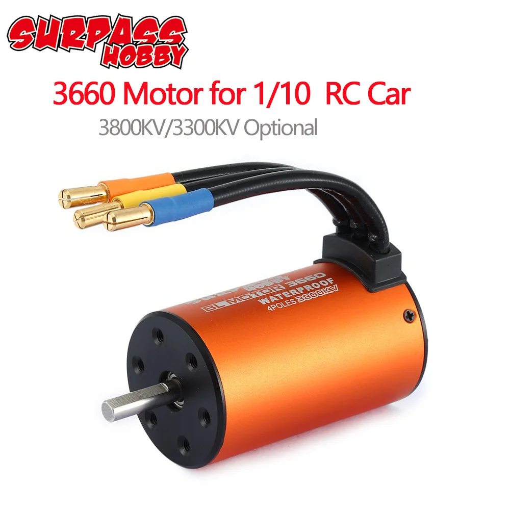 Surpasshobby 3660 3800KV 3300KV водонепроницаемый бесщеточный двигатель для 1:10 RC Car Truck |