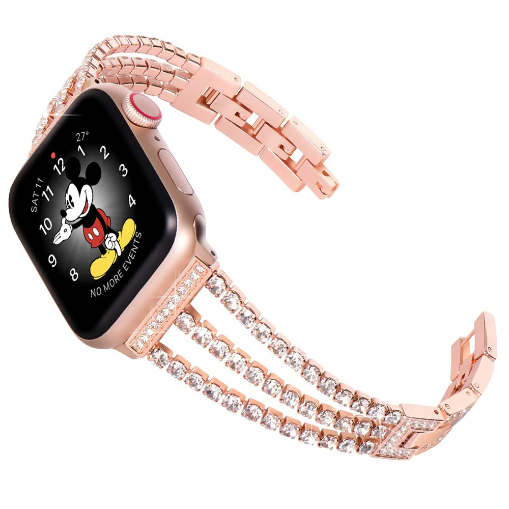 Роскошная цепочка с бриллиантами сменный ремешок для Apple Watch серии 4 5 6 SE 44 мм 40