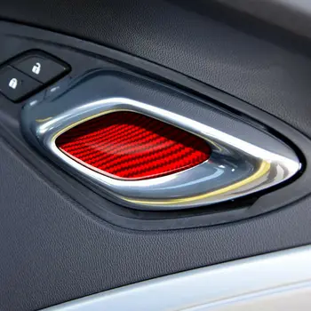 

2* Red Carbon Fiber Car Interior Door Handle Bowl Cover Trim Sticker For Chevrolet Camaro 2016-19 Interior Accessories