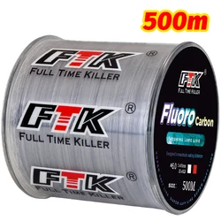 Premium Fluorocarbon Coated Fishing Line - Carbon Fiber Leader, Sinking Lure Wire, 4.13LB - 34.32LB Capacity (Japanese Technology) - 0.50mm - 34.32LB (Gray - 500m)