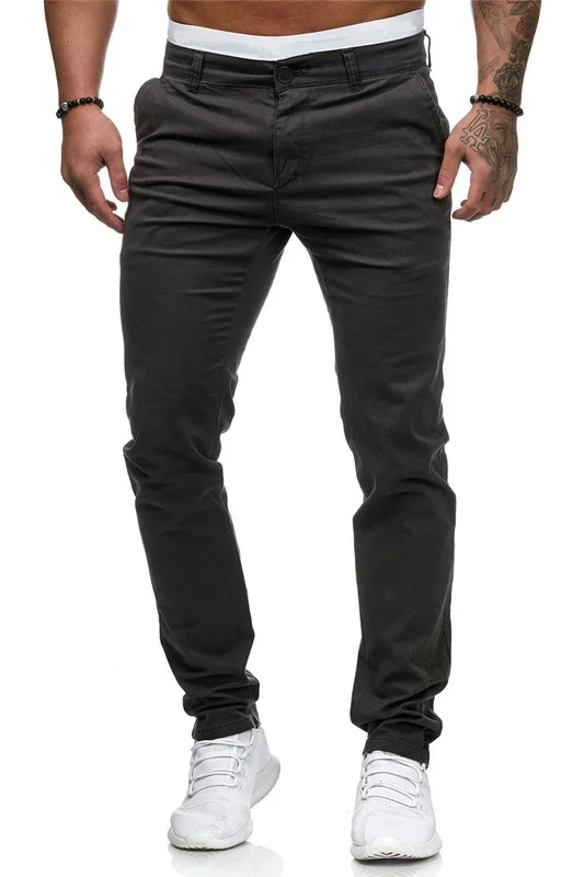 

8-color Summer Men Thin Casual Pants 2019 New Classic Solid Color Business Fashion Elastic Slim Fit Cotton Trousers Male Brand