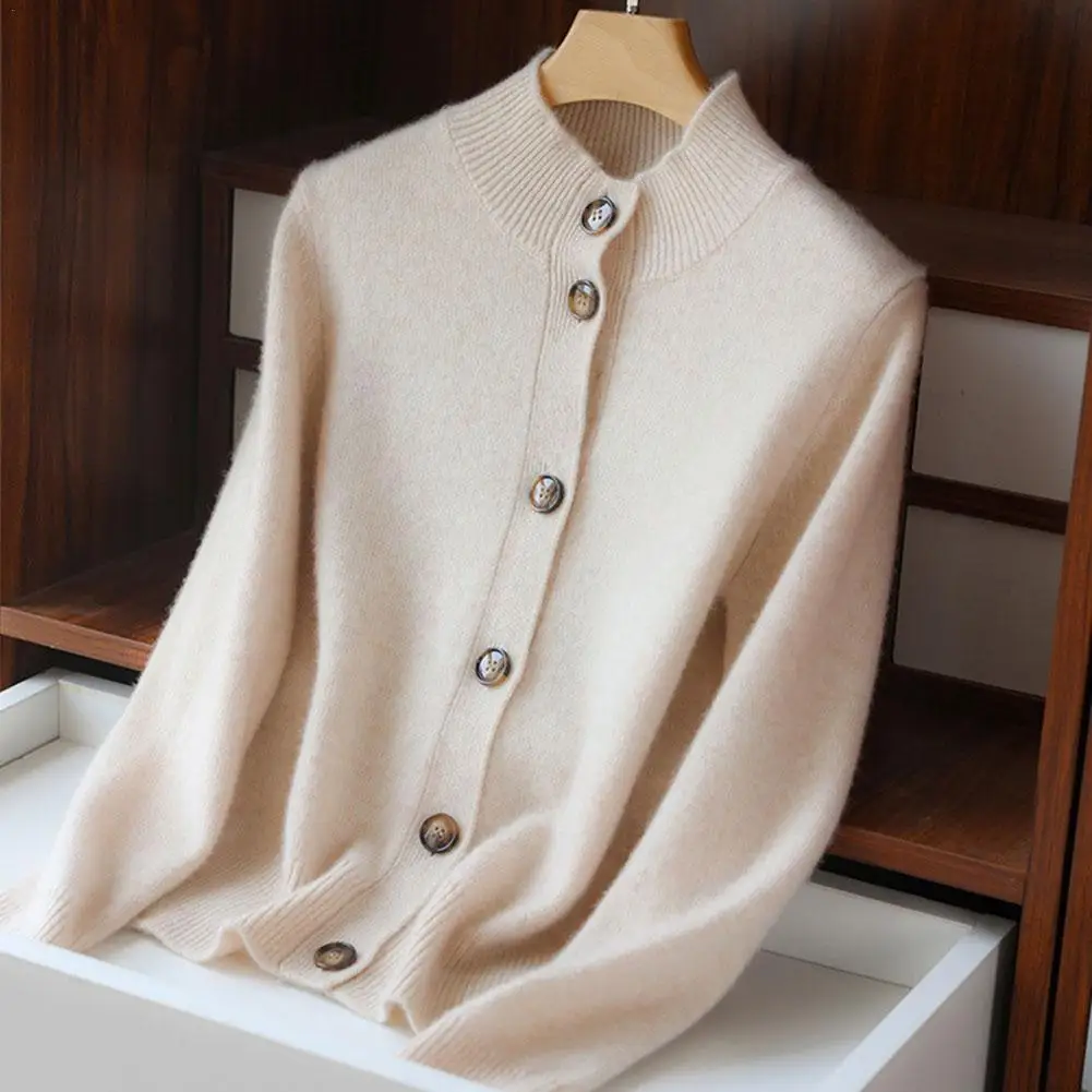 Autumn Winter Polyester Sweater Women Half High Neck Knitted Size