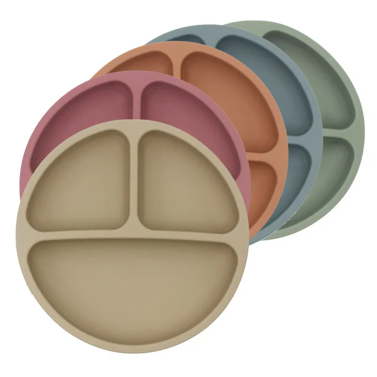 Plato de comedor de silicona seguro para bebé, platos de dibujos animados para niños, vajilla de entrenamiento con ventosa, cuencos de alimentación para niños