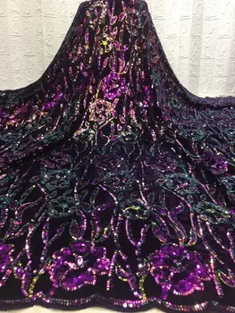 

French Net Lace Fabric With Sequins Velvet Fabric 2020 High Quality Lace African Lace Fabric For Wedding Sewing