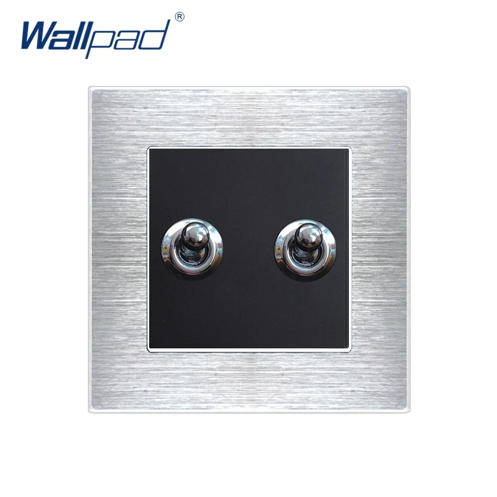 

2 Gang 2 Way Toggle Switches Wallpad Luxury Wall Light Switch Satin Metal Panel Interrupteur