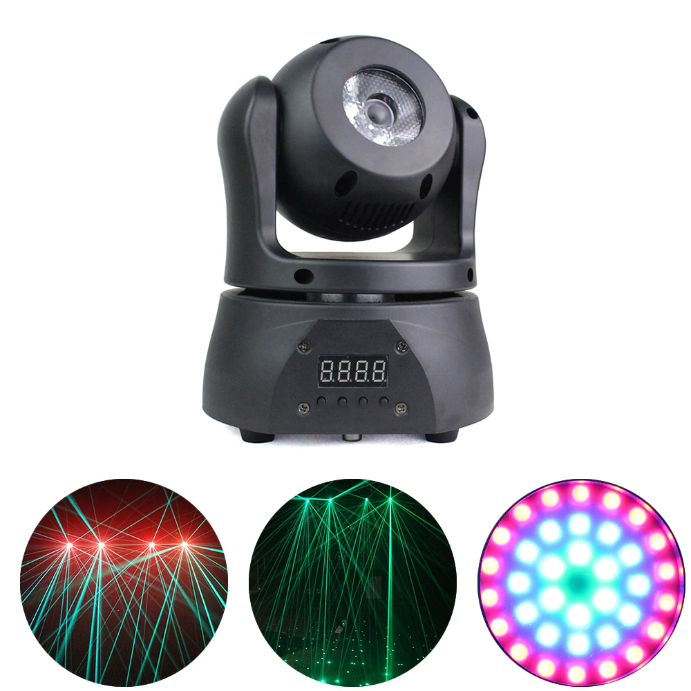 New Mini Disco 3IN1 Moving Head Light Beam Strobe Green Laser Moving Head Lights DJ Equipment Party KTV Wedding Club Light