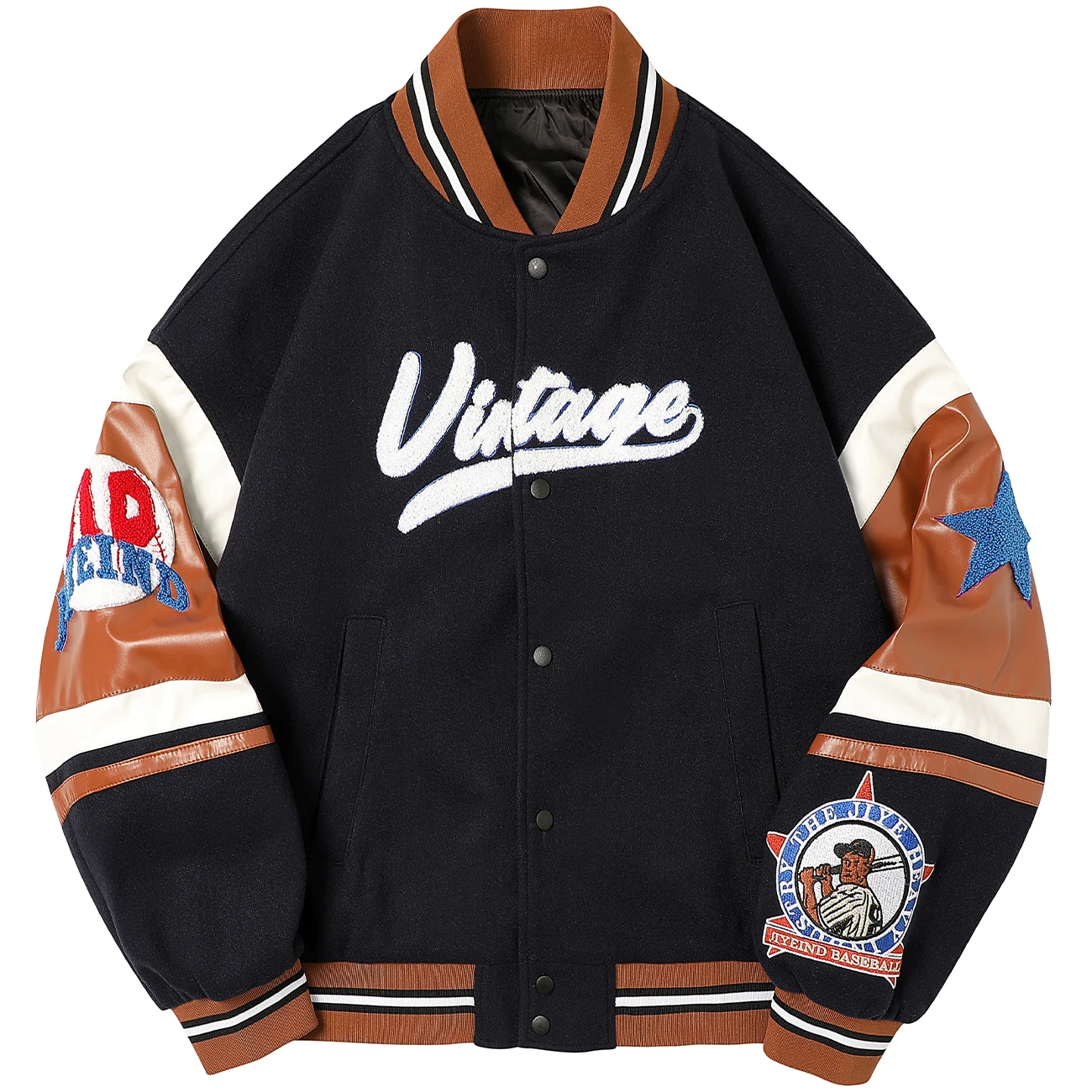 

Autumn Varsity Jacket Hip Hop Baseball Jacket Coat Men Bomber Jacket Furry Embroidery Patchwork Loose Streetwear Outwear
