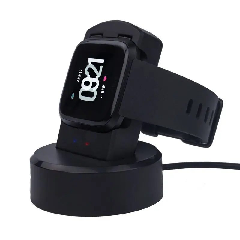 ABKT-USB зарядное устройство для Versa Смарт-часы зарядная док-станция держатель зарядное устройство умные часы аксессуары(черный
