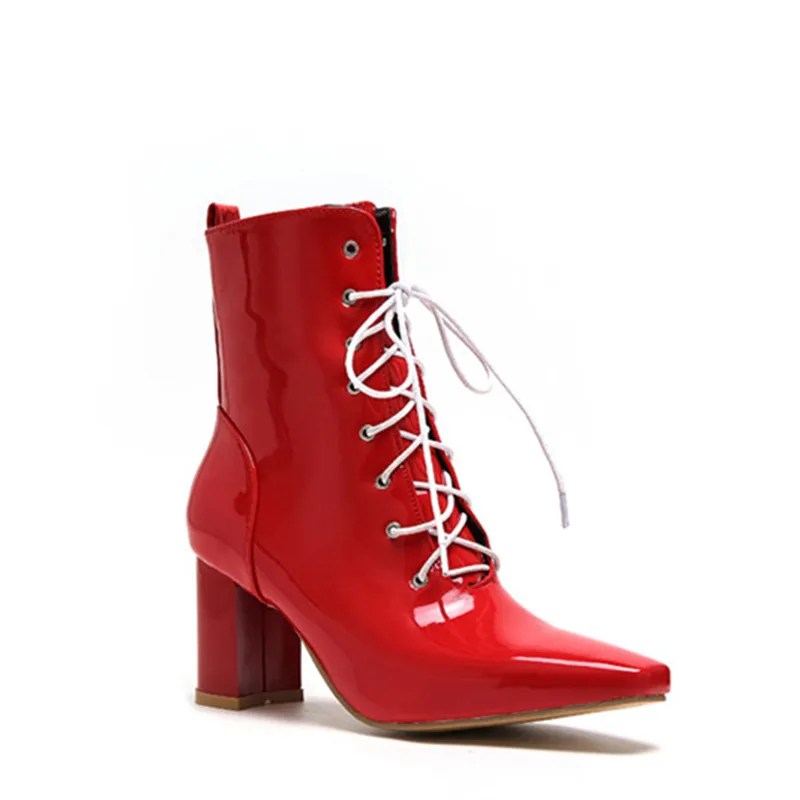 MORAZORA/Новое поступление года; женские ботильоны; ботинки на высоком каблуке со шнуровкой и острым носком; модные модельные туфли; женская офисная обувь