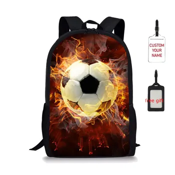 

Primary Backpacks Football Print School Bags Waterproof Knapsack Grade 3-6 Student Book Satchels For Free Gift Custom Name Label