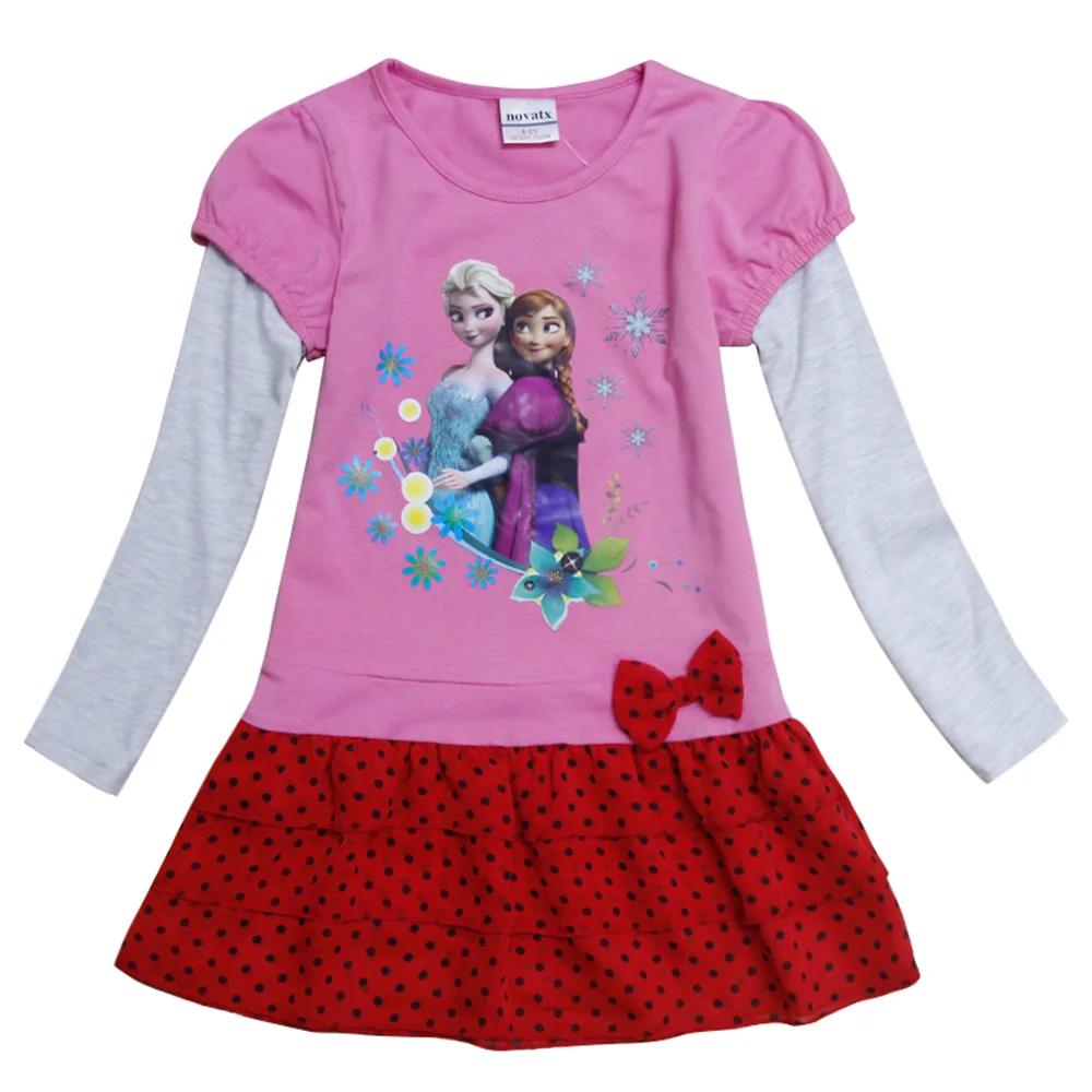 Girls Long Sleeve Dress Little pony Dress Spring Autumn Cotton Embroidered Girl Flowers for Kids Wearing Girls Dresses H6480D - Цвет: H5720 pink