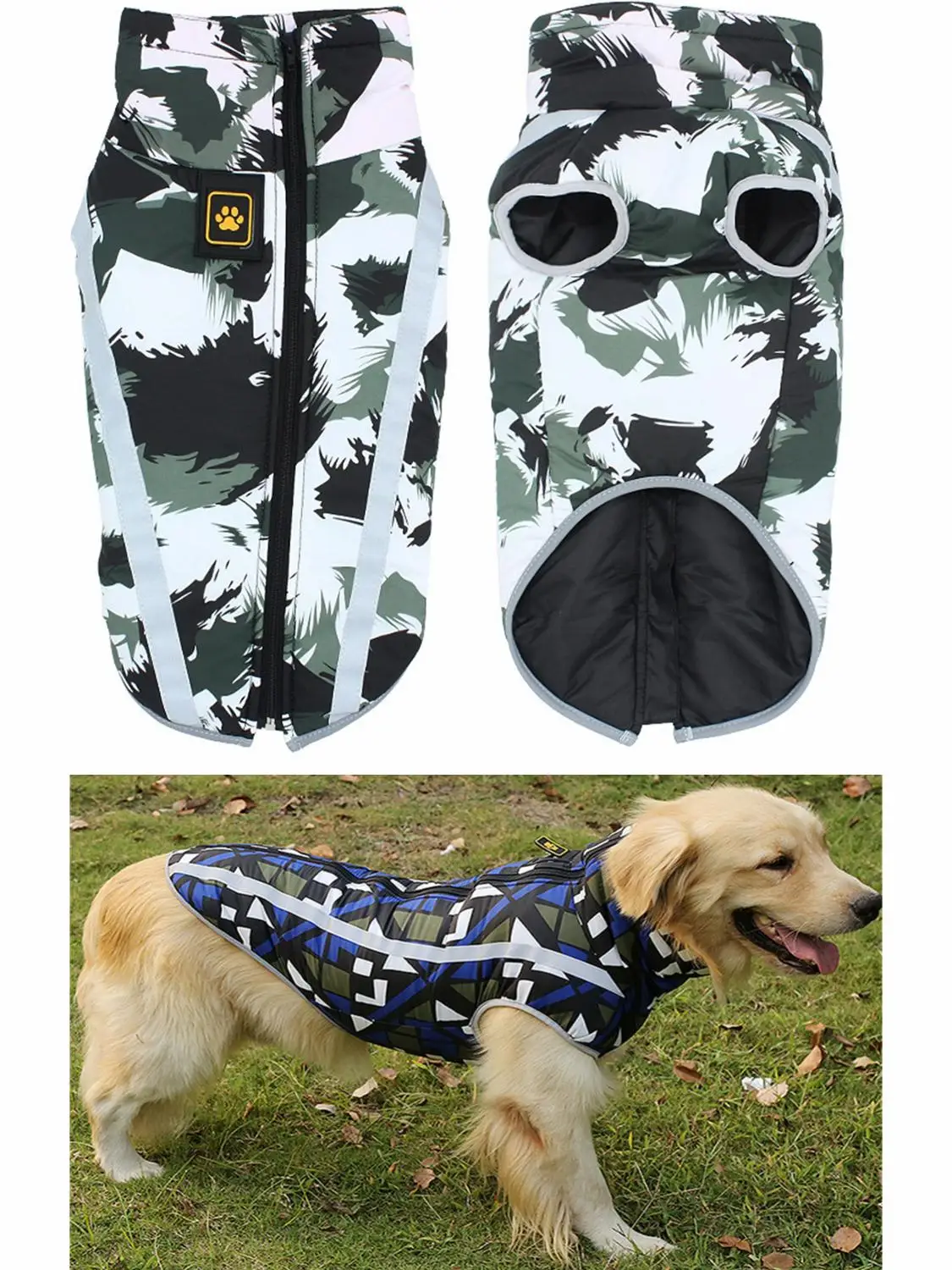

Reversible Waterproof Pet Dog Vest Jacket Reflective Warm Winter Puppy Clothes Coat For Small Large Dogs Pug Pitbull Clothing