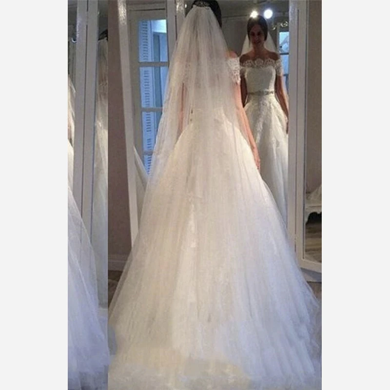 Vestito Da Sposa бальное платье с открытыми плечами свадебное коротким рукавом