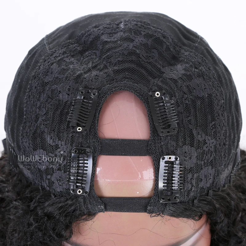 U Part Wig Kinky Curly Human Hair Wig For Black Women 130 150 180 250 Density Glueless Wig Brazilian Remy 8-26" Pre Plucked