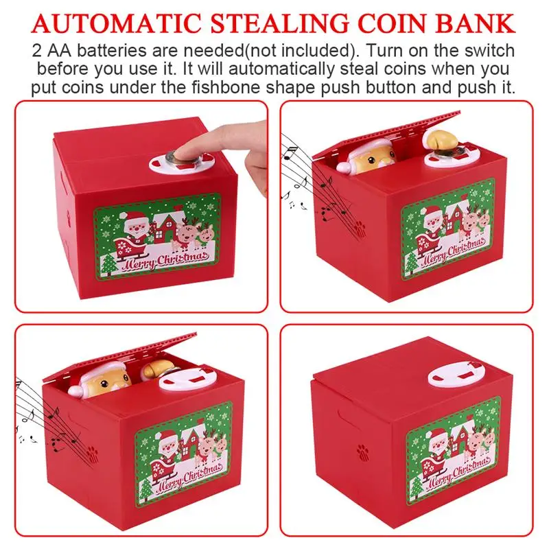 Автоматический красть монета банк Санта Клаус Копилка Moneybox копилка для экономии денег рождественские подарки цифровой, монета деньги кража коробка