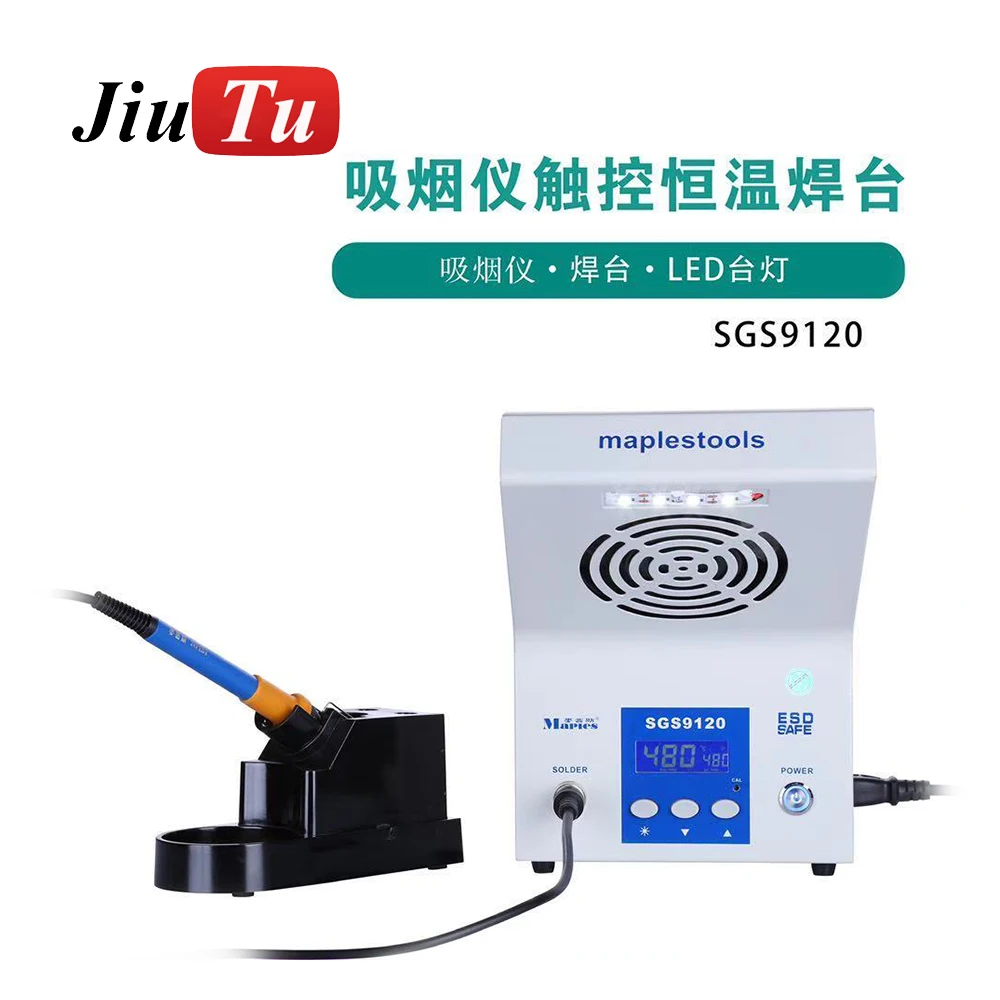 For Mobile Phone Repair Electric Iron Smoking Instrument Soldering Station With LED Lamp Exhaust Fan Smoke Purifier b210 intelligent smd welding platform mobile phone maintenance soldering iron ic cpu pcb motherboard repair