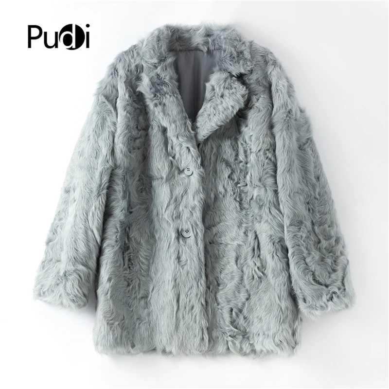 

Pudi women's winter warm real sheep fur coat overcoat leisure lady female real sheep leather jacket suit overcoat B401703