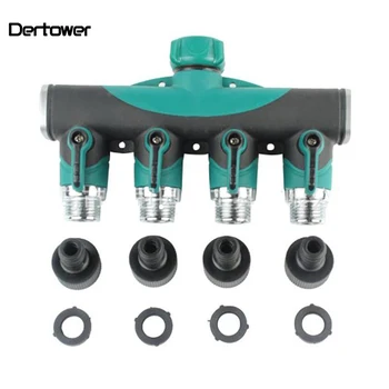 

3/4 Garden Irrigation Hose Connector Agricultural Joint Four-Way Water Separator With Ball Valve Gardens Shunt Accessories