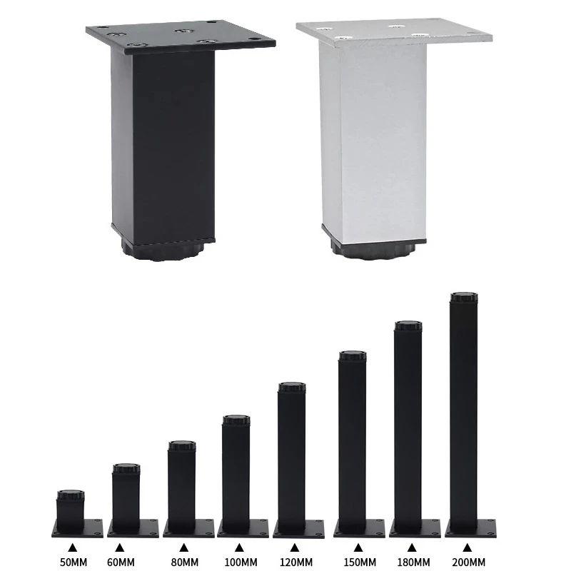 4pcs/lot 5-30cm Aluminum alloy cabinet foot Height adjustable Furniture support legstable Chairs Bed Sofa Feet square Level Feet