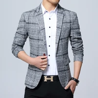 New Mens Blazers Slim Fit Suits for Men Business Formal Blazer Mens Wedding Suit Jackets Male Fashion Plaid Mens Blazer Jacket 2