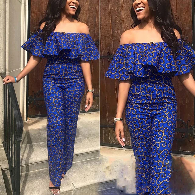 Voke African Off Shoulder Backless Jumpsuit - Image 5