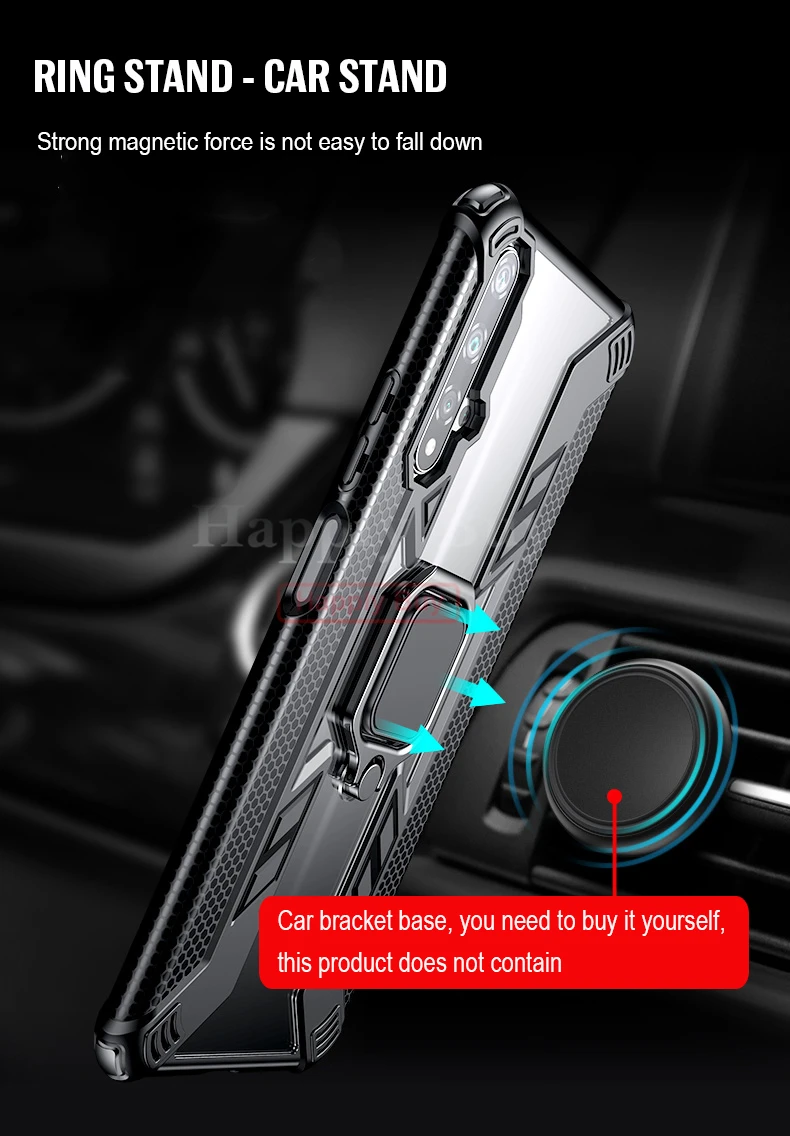 Кольцевой кронштейн чехол для телефона для huawei Honor 20 Pro чехол противоударный Прозрачный чехол для huawei Honor V20 9X Pro чехол задняя крышка