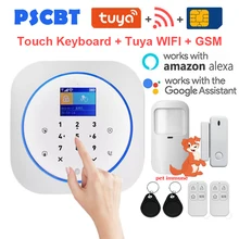 PS12 Tuya WIFI GSM Alarm System Alexa Google Home Burglar Security Kit PIR Window Door Sensor Android IOS APP Remote Control