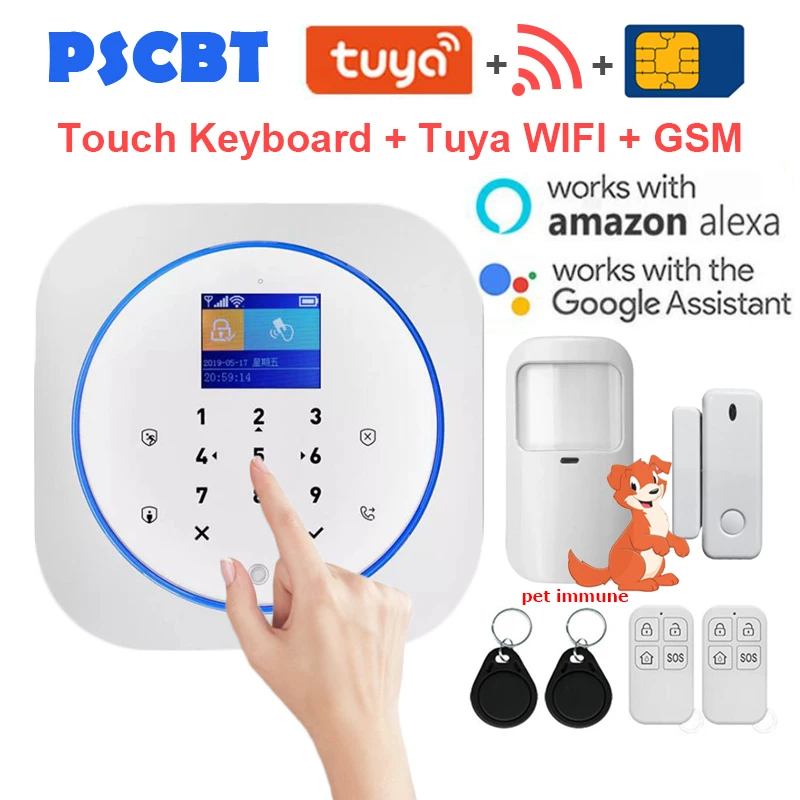 PS12 Tuya wifi GSM сигнализация Alexa Google домашняя охранная система PIR датчик окна двери