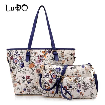 

Large Leather Tote 3 PCS/Sets Composite Bag Set Famous Women Handbags Flower Printing Shoulder Bags Designer Messenger Bag Sac
