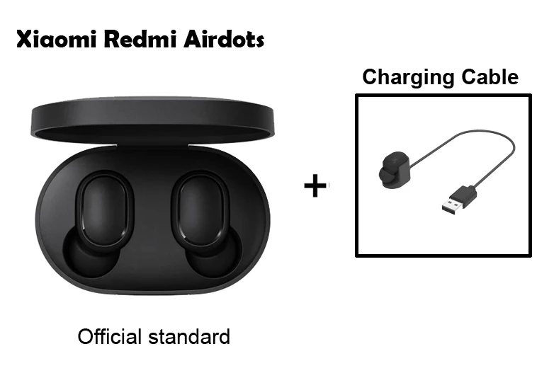 Xiaomi Redmi Airdots TWS Bluetooth наушники стерео бас Bluetooth 5,0 с микрофоном - Цвет: Add Charge Cable