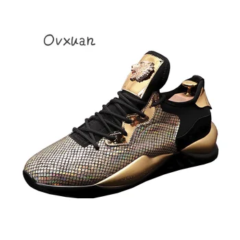 

OVXUAN Snake Skin Pattern Chunky Sneakers Male Glitter 3D Tiger Mens Casual Ankle Boots Men Designer Hip Hop Boots shoes 2021