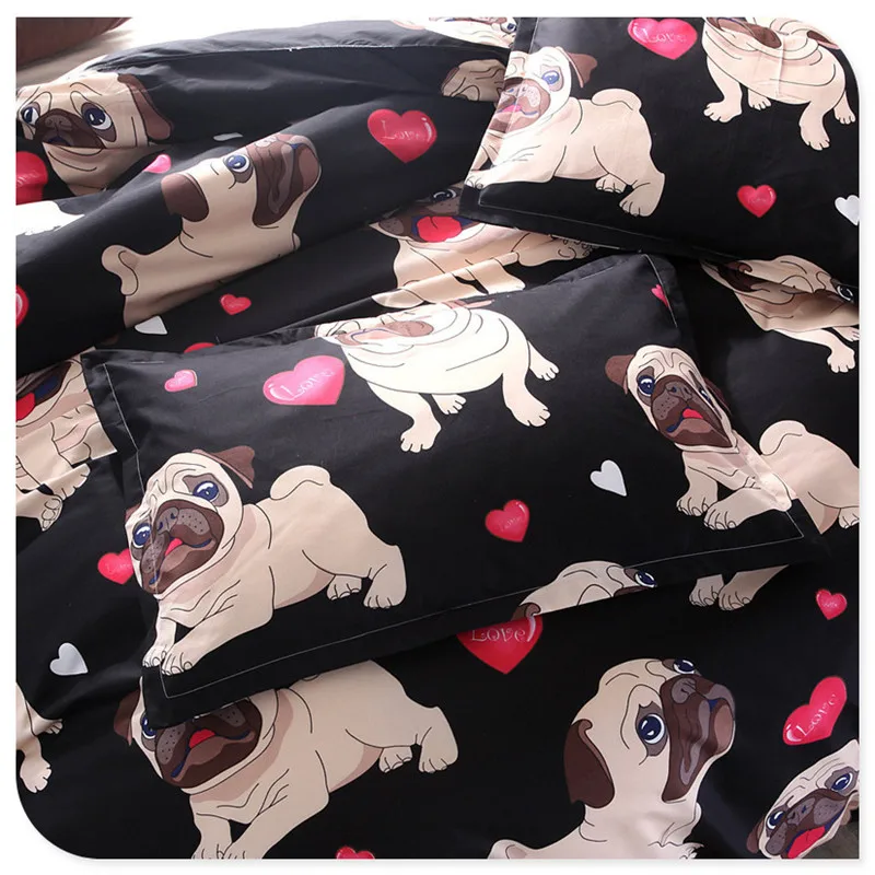 Modern Cute Bedding Set King Size Cartoon Dogs Kid Duvet Cover Sets Single Double Full Queen Bed Linens Black Color Quilt Covers (3)
