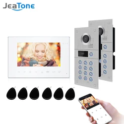 Jeatone videoporteiro sem fio com wi fi, para casa, ip, campainha, cartão eletromagnético, tela hd, desbloqueio