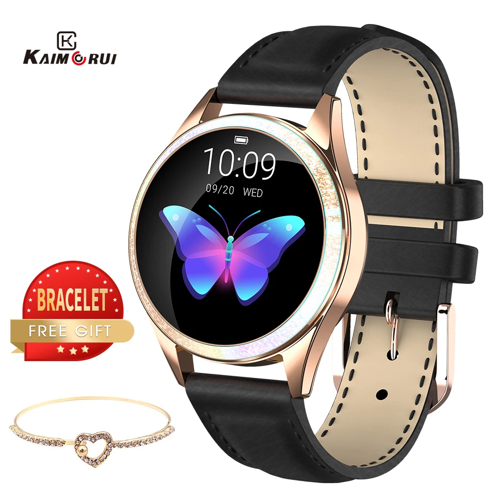 KW20 cмарт часы для женщин Водонепроницаемый пульсометр Шагомер тонометр фитнес браслет Smartwatch для Android IOS PK S3 Band - Color: Black