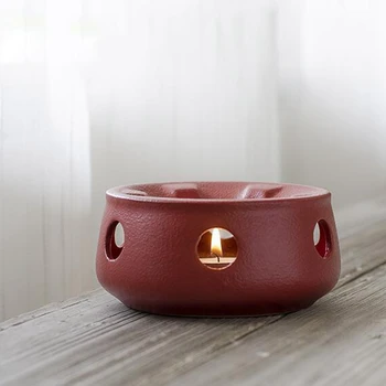 

Japanese Zen Ceramic Teapot Insulation Base Ceramic Candlestick Insulation Base Coffee Milk Insulation Accessories Red