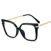 Stylish Optics Minus Myopia Glasses Women Leopard Oversized Square Eyeglasses Frame Metal Computer Anti Blue Light Glasses 0~-6. 4
