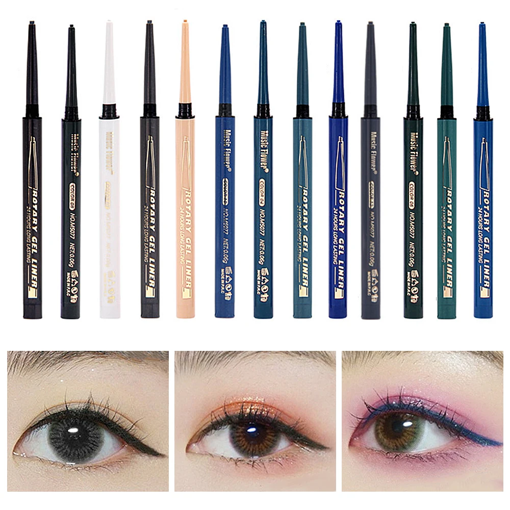 Music Flower Gel Eyeliner Liquid Waterproof Easy To Wear 14 Colors Long Lasting Makeup Matte Eye Liner White Grey Black |