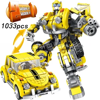 

1033pcs Deformation hornet creator mecha robot sets city building blocks bricks mini model kids toys Gifts bumblebeed